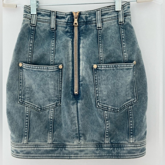 Balmain Button Embellished Denim Mini Skirt - Picture 3 of 7